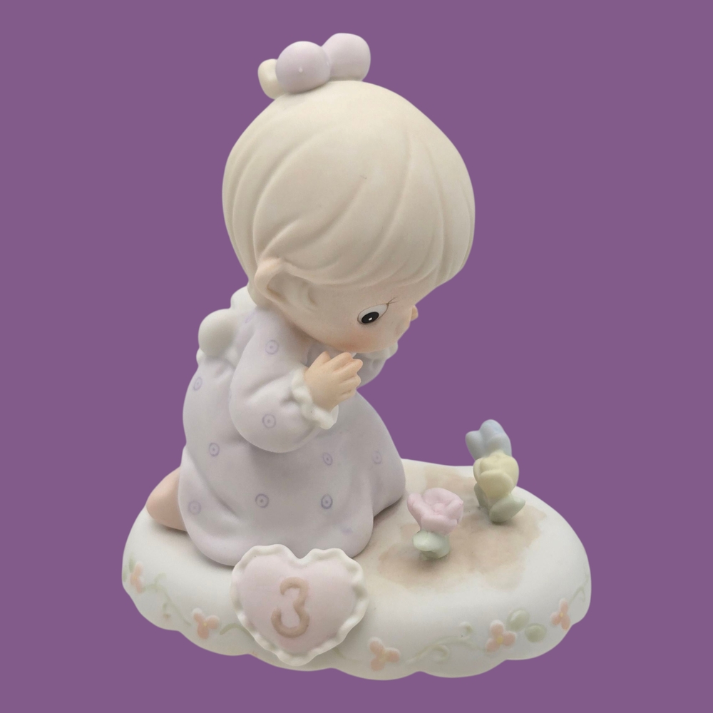 NWTVintage Precious Moments Growing in Grace Girl & Flowers Age 3 Signed Sam B